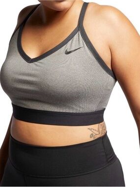 Nike Dri-Fit Indy Sports Bra | 2X Grey w/ Black Trim | Low-Impact Sports Bra
